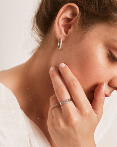 Oorbellen van witgoud met pavé diamanten | LECARRE