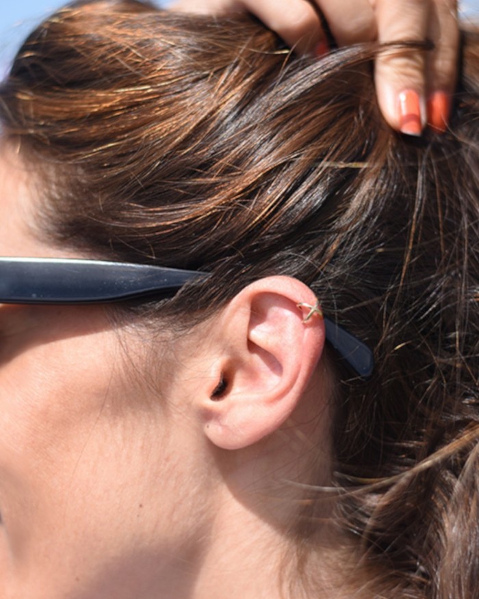 Crossed Gold Helix Earring | LECARRE