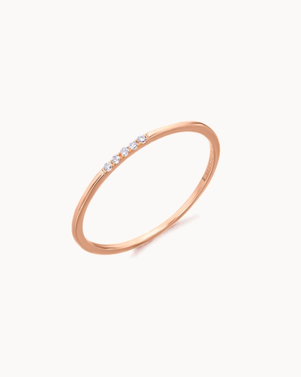 Bague en or rose sertie de 5 diamants | LECARRE
