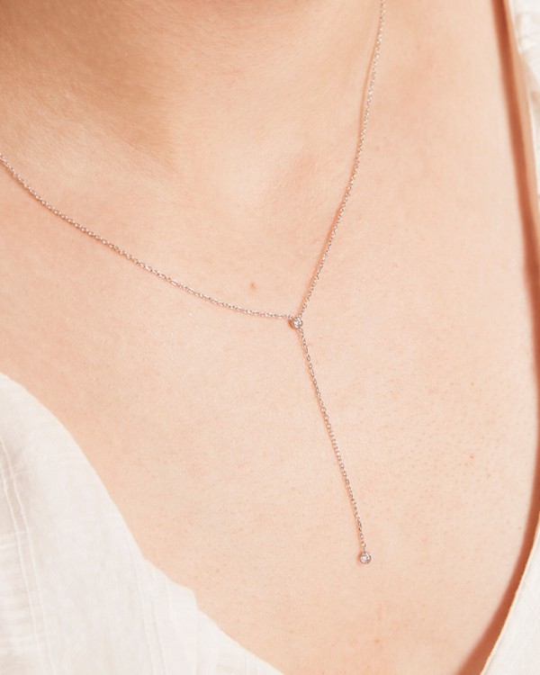 White Gold Chain Two Diamonds | LECARRE 2