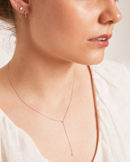 Collier en or blanc avec deux diamants | LECARRE