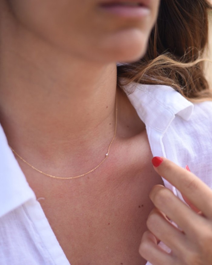 Side Diamond Gold Chain | LECARRE