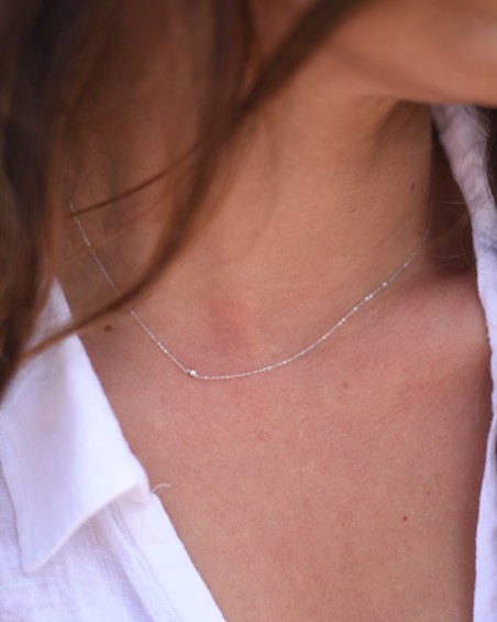 Corrente em ouro branco com diamante lateral | LECARRE