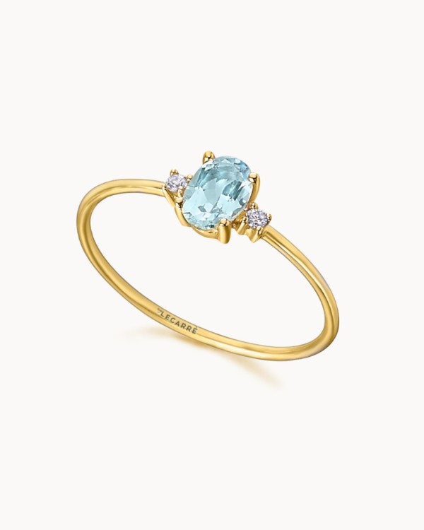 Blue Topaz & Diamonds Gold Ring | LECARRE