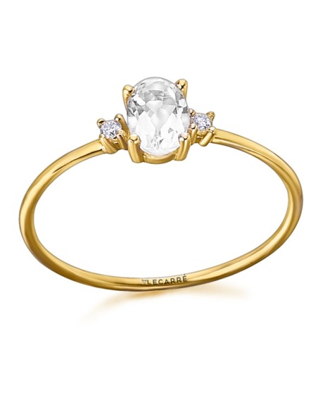 White Topaz & Diamonds Gold Ring | LECARRE