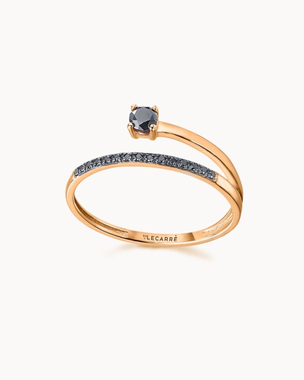 Bague Nomad en or rose et diamants noirs | LECARRE