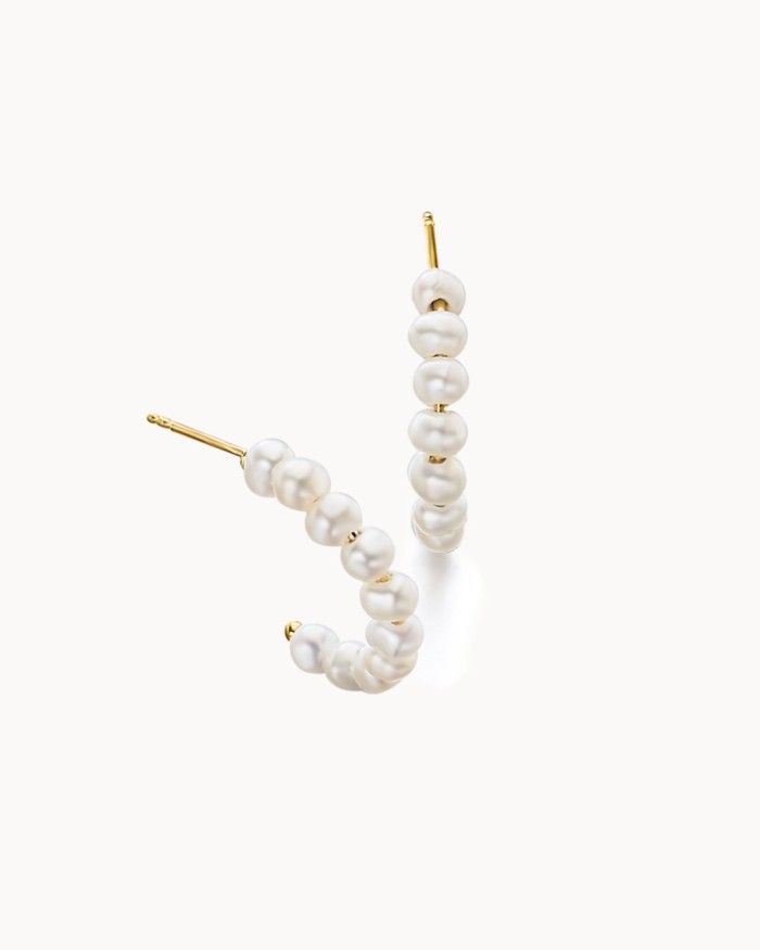 Gold & Pearl Hoops | LECARRE
