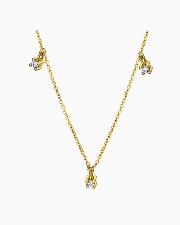 Nomad Drie Diamanten Gouden Ketting | LECARRE