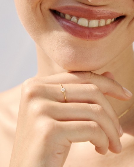 Gold Mini Rosette Diamond Ring | LECARRE