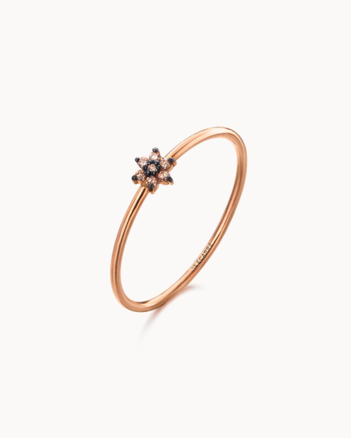 Anillo Roseta Mini Oro Rosa Diamantes | LECARRE