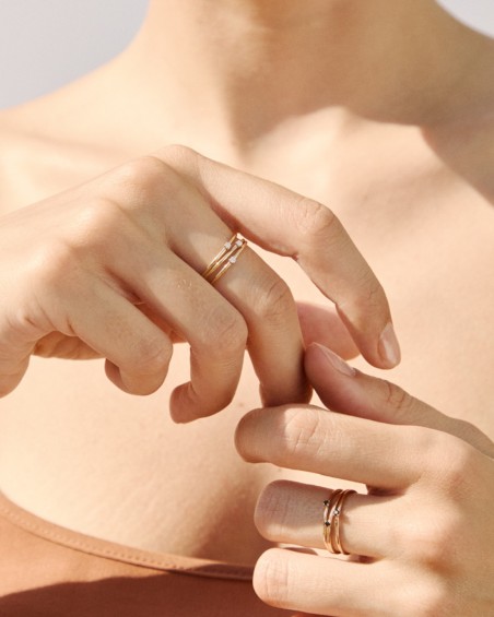 Lio Ring Rose Gold Black Diamonds | LECARRE