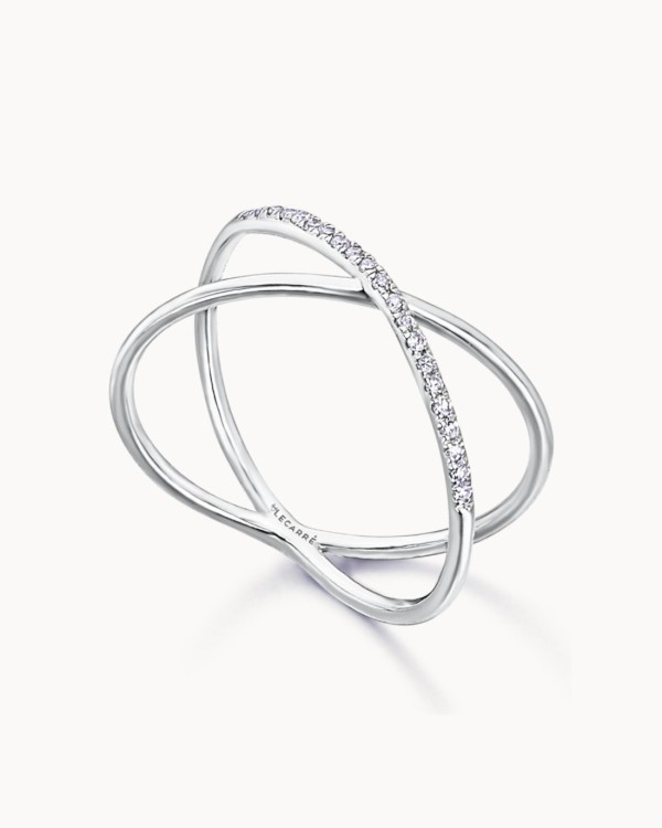 Weißgoldener Diamant-Kreuzring | LECARRE