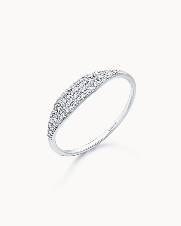 Anillo Signet Oro Blanco Diamantes | LECARRE