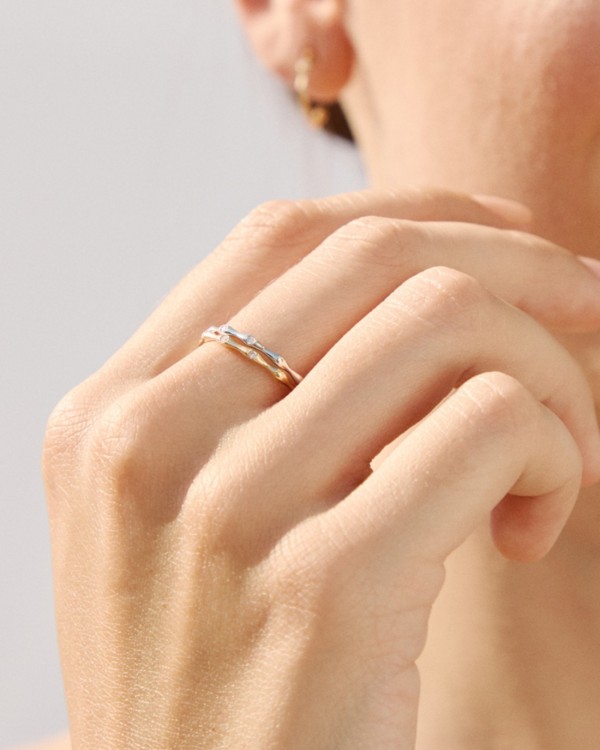 Anillo Bambu Oro Blanco & Diamantes | LECARRE 2