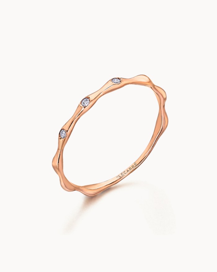 Anello Bamboo in oro rosa e diamanti | LECARRE