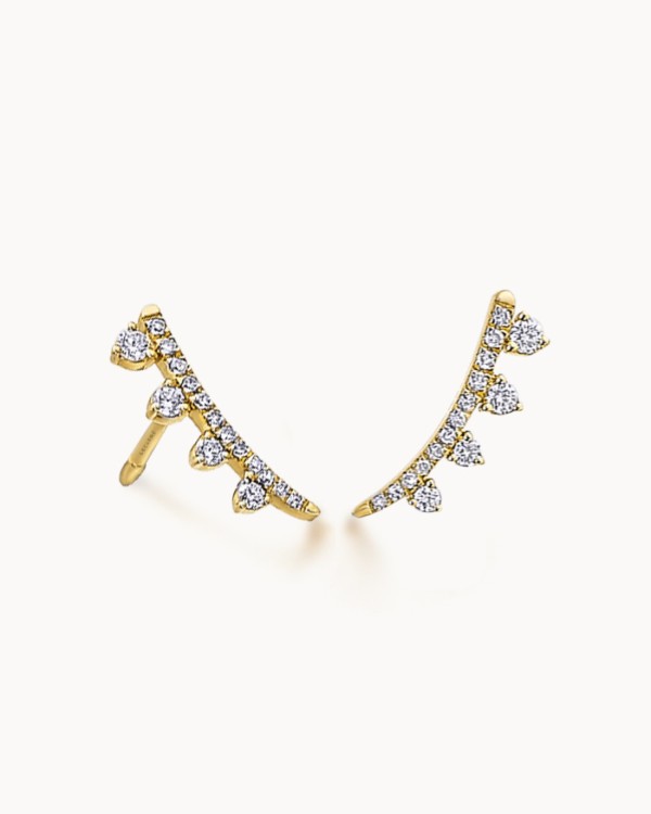 Brinco de pressão com degradê em ouro e diamantes | LECARRE