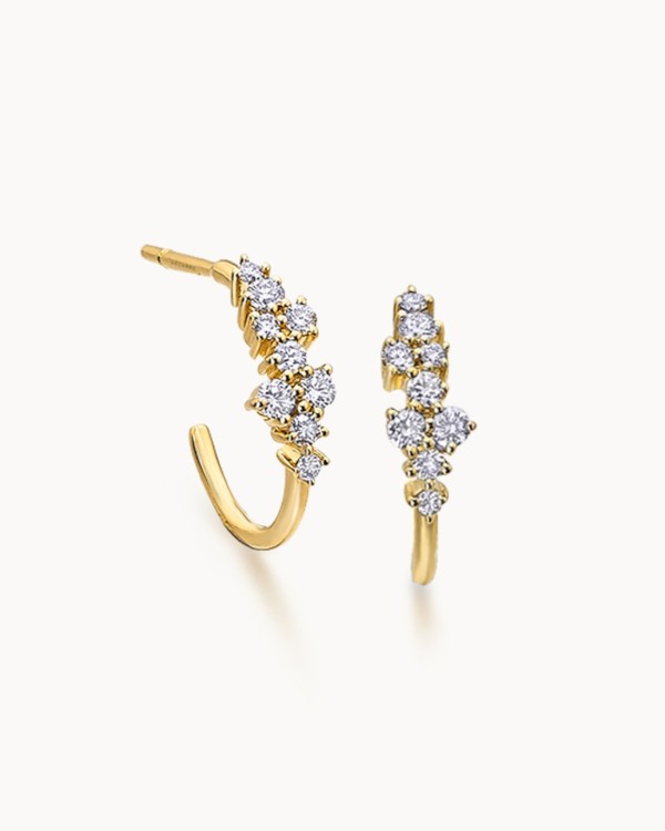 Boucles d'oreilles cascade en or et diamants | LECARRE
