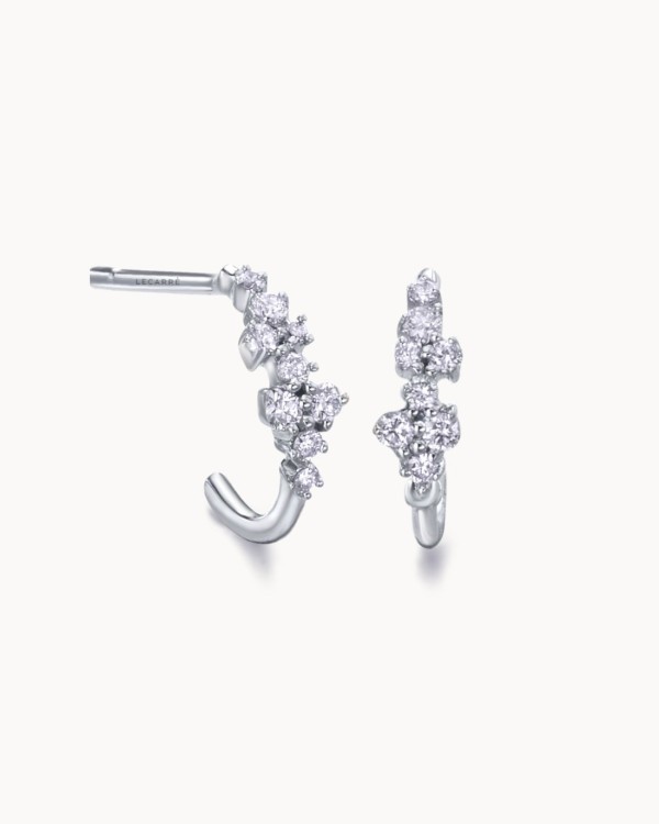 Witte gouden oorbellen met cascade-diamanten | LECARRE