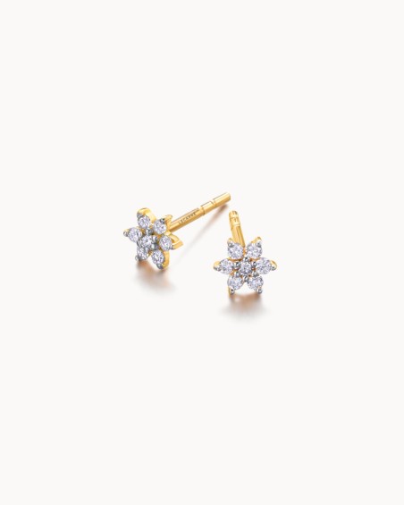 Brincos Mini Roseta em Ouro e Diamantes | LECARRE