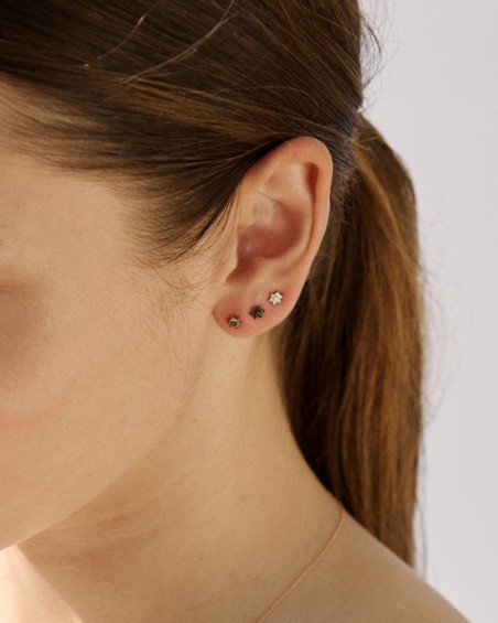 Mini Rosette Gold Diamond Earrings | LECARRE