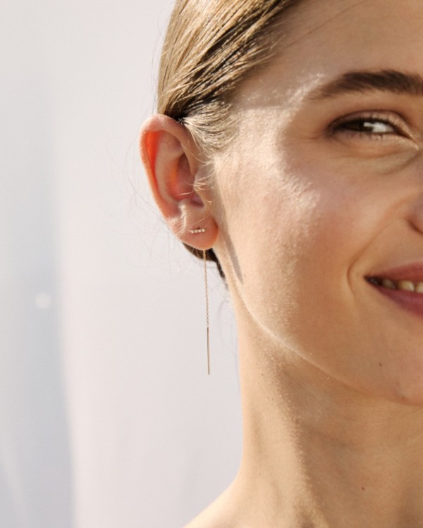 Gold Chain Diamond Bar Earrings | LECARRE 2
