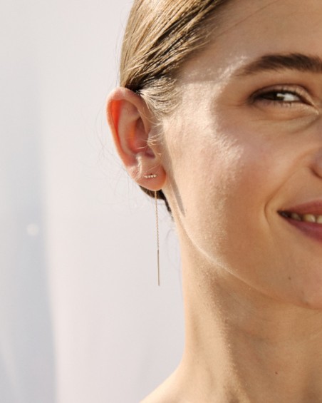 Gold Chain Diamond Bar Earrings | LECARRE