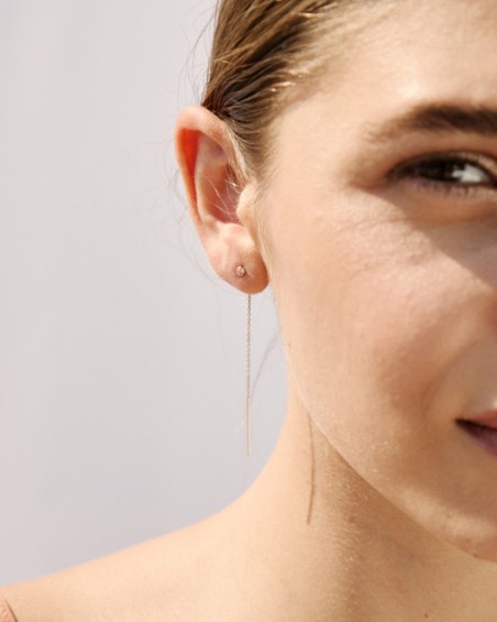 Diamant-Ohrringe mit Goldkette | LECARRE