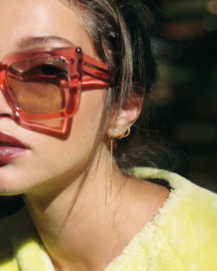 Gold Chain Diamond Circle Earrings | LECARRE