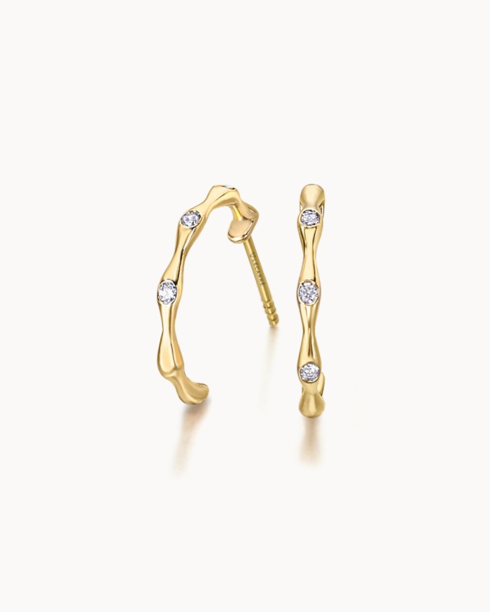 Aros Bambu Oro Y Diamantes | LECARRE