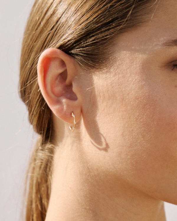 Boucles d'oreilles en bambou, or et diamants | LECARRE 2