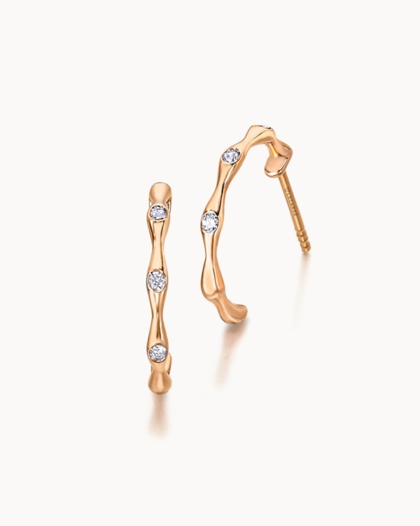 Orecchini Bamboo in oro rosa e diamanti | LECARRE
