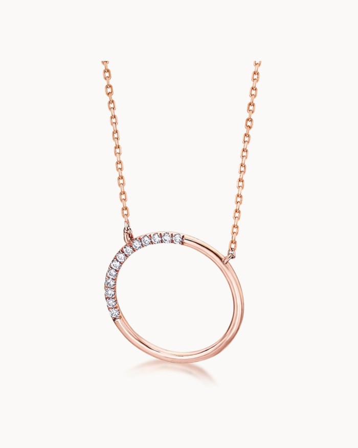 Roségouden ronde hanger met diamanten | LECARRE