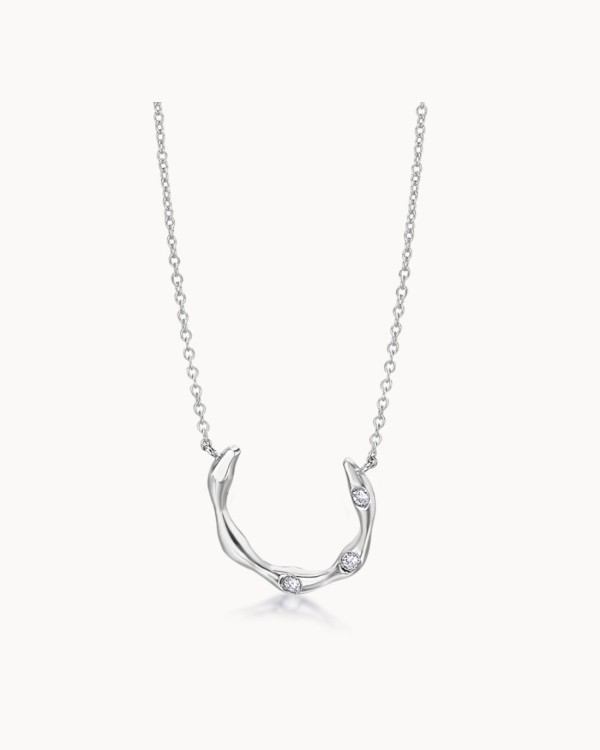 Pendentif Bambou en Or Blanc et Diamants | LECARRE