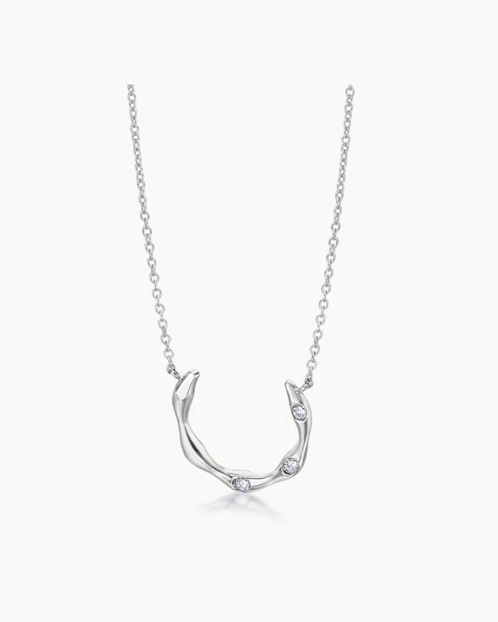 Pingente de bambu em ouro branco com diamantes | LECARRE